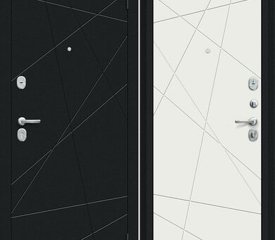 Входная дверь Браво R Граффити-5 Букле черное / Super White
