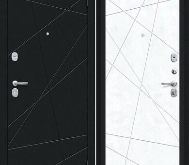 Входная дверь Браво R Граффити-5 Букле черное / Snow Art