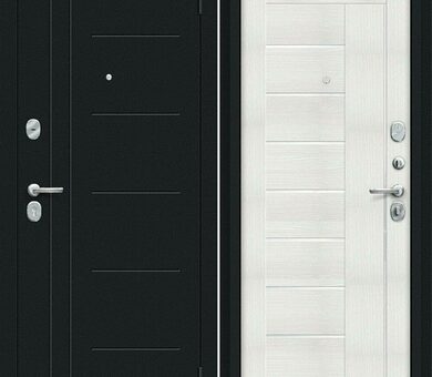 Входная дверь Браво R Проф Букле черное / Bianco Veralinga