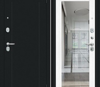 Входная дверь Браво R Флэш Букле черное / Snow Melinga