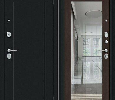 Входная дверь Браво R Флэш Букле черное / Wenge Veralinga