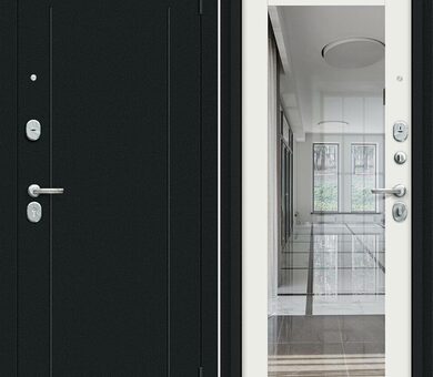 Входная дверь Браво R Флэш Букле черное / Off-white