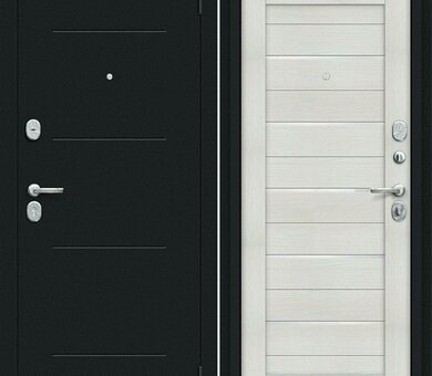 Входная дверь Браво R Техно Kale Букле черное / Bianco Veralinga