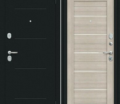 Входная дверь Браво R Техно Kale Букле черное / Cappuccino Veralinga