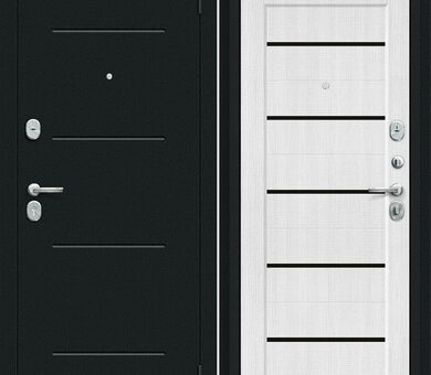 Входная дверь Браво R Борн Букле черное / Snow Melinga