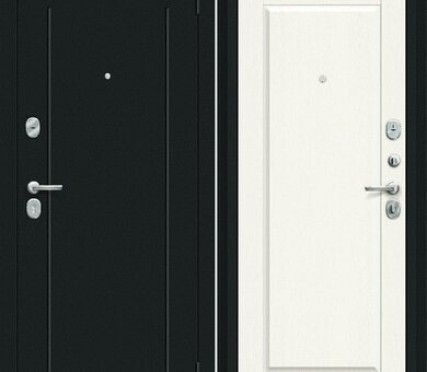 Входная дверь Браво R Сьют Kale Букле черное / White Wood