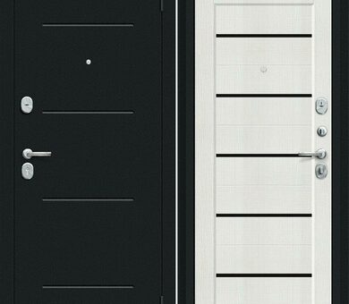 Входная дверь Браво R Борн Букле черное / Bianco Veralinga
