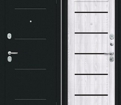 Входная дверь Браво R Борн Букле черное / Riviera Ice