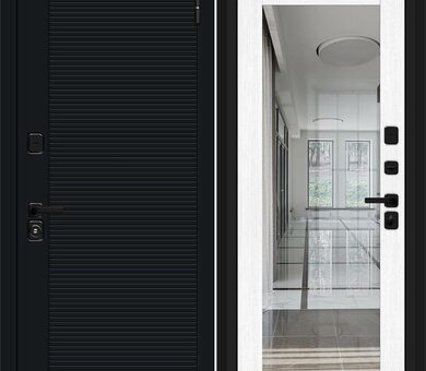 Входная дверь Браво R Джет-3 (RBE) Total Black / Snow Melinga