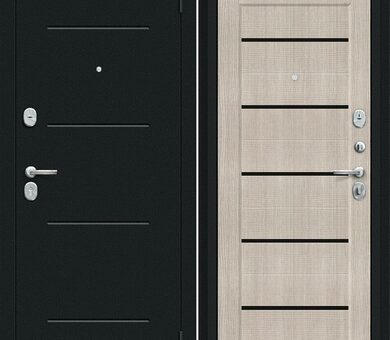 Входная дверь Браво R Борн Букле черное / Cappuccino Melinga