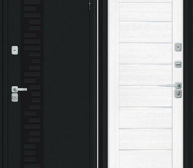 Входные двери Bravo Thermo Техно Декор-2 Букле черное / Snow Veralinga