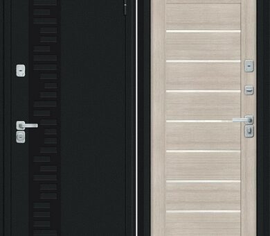 Входные двери Bravo Thermo Техно Декор-2 Букле черное / Cappuccino Veralinga