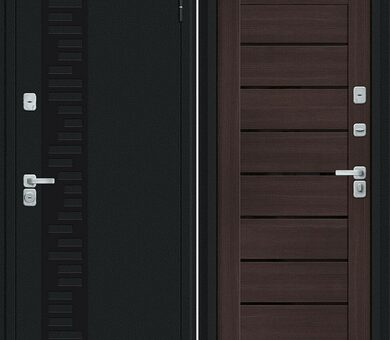 Входные двери Bravo Thermo Техно Декор-2 Букле черное / Wenge Veralinga