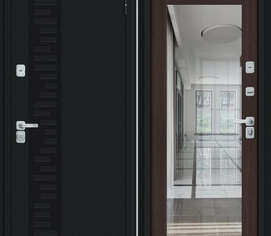 Входные двери Bravo Thermo Флэш Декор-2 Букле черное / Wenge Veralinga