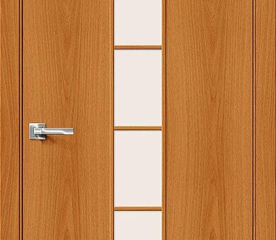 Дверь межкомнатная Браво-2С Л-12 (МиланОрех) / Сатинато