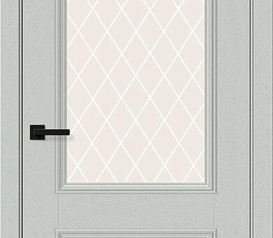 Дверь межкомнатная Браво Классик-13 Grey Silkwood / White Crystal