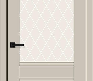 Дверь межкомнатная Браво Прима-3 Cream Silk / White Crystal