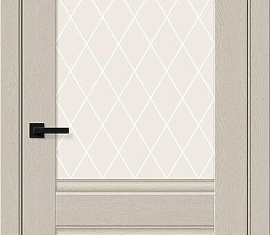 Дверь межкомнатная Браво Прима-3 Cream Silkwood / White Crystal