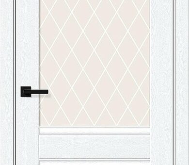 Дверь межкомнатная Браво Прима-3 White Silkwood / White Crystal