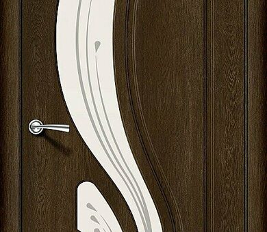 Дверь межкомнатная Браво Лотос-2 Dark Barnwood / Art Glass