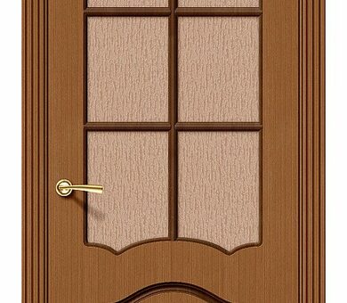 Дверь межкомнатная Браво Шпон файн-лайн Каролина Ф-11 (Орех) Остекленная 