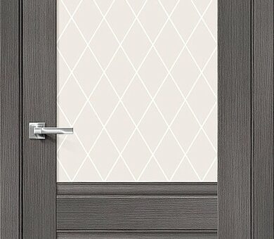 Дверь межкомнатная Браво Прима-3 Grey Veralinga / White Сrystal