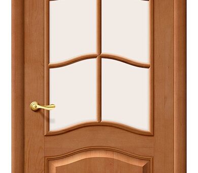 Дверь межкомнатная Браво Массив с отделкой М7 Т-05 (Светлый Лак) Остекленная 2
