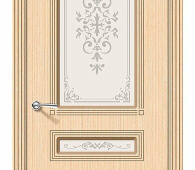 Дверь межкомнатная шпон файн-лайн Браво Стандарт-Стиль Ф-22 (БелДуб) Остекленная
