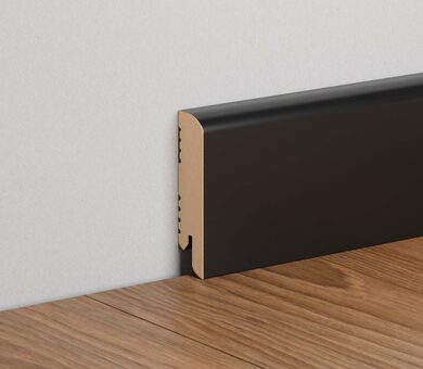 Плинтус Ликорн Однотонный лакированный Глубокий черный К-02