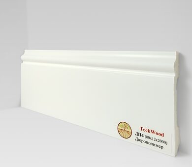 Плинтус дюрополимер Teckwood 80x12x2000 мм Белый ДП4