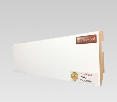 Плинтус МДФ Teckwood 80x16x2150 мм Белый Роял