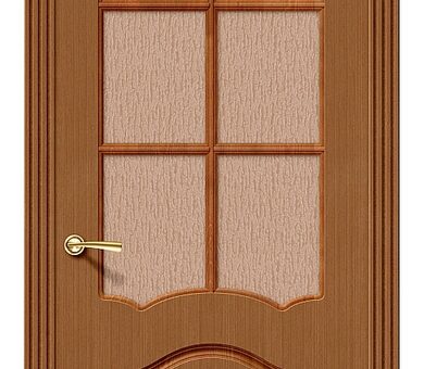 Дверь межкомнатная шпон файн-лайн Браво Стандарт-Каролина Ф-11 (Орех) Остекленная 