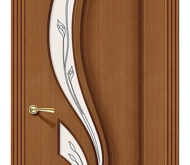 Дверь межкомнатная шпон файн-лайн Браво Стандарт-Лилия Ф-11 (Орех) Остекленная