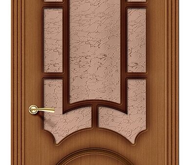 Дверь межкомнатная шпон файн-лайн Браво Стандарт- Соната Ф-11 (Орех) Остекленная