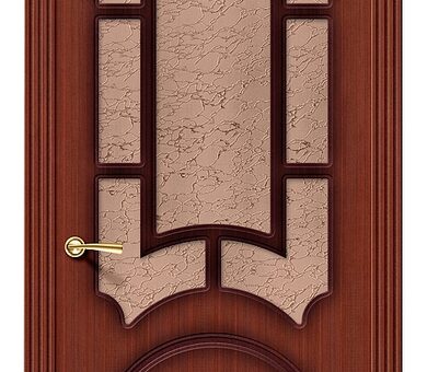 Дверь межкомнатная Браво Шпон файн-лайн Соната Ф-15 (Макоре) Остекленная